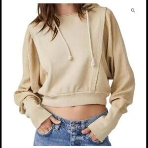 Stylish Cropped Hoodie by Free People - Size M